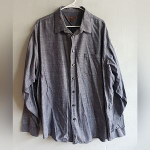 Men's 3X blue subtle stripe long sleeve button up shirt 100% cotton